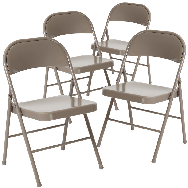 Double Braced Metal Folding Chair, Grey