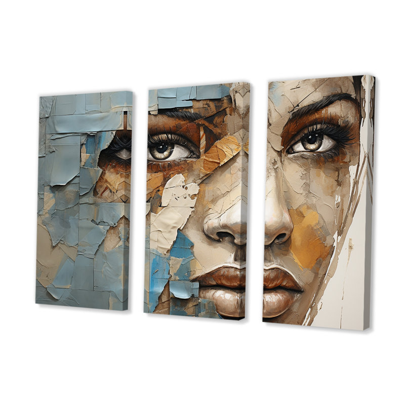 «Paint Collage African Woman I», ensemble de reproduction d'art mural afro-américain, H 40 po x l 60 po