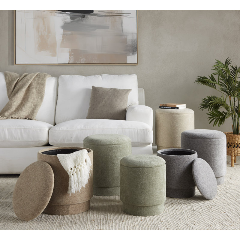 Repose-pieds avec rangement Carlesia, Polyester beige