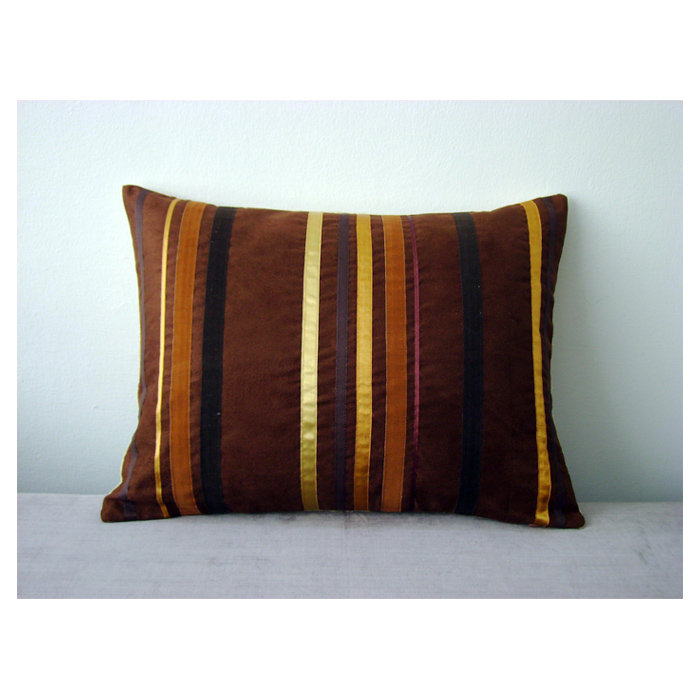 Lovett Striped Rectangular Cushion, Brown