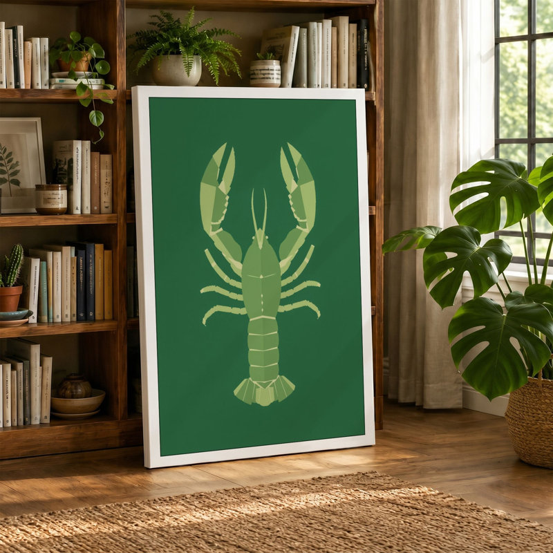 Lobster Study Botanical - Wrapped Canvas, 18x12 - 45.7 x 30.5 cm, Black Border