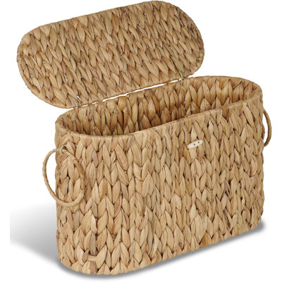 Panier de papier hygiénique, porte-papier hygiénique mince avec couvercle en jacinthe d'eau