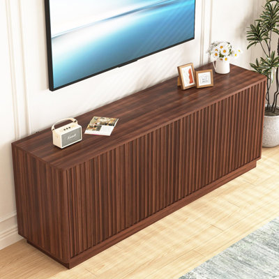 Fluted Tv Stand For 75''tv, Mid Century Modern Tv Console, Entertainment Centre Television Stand