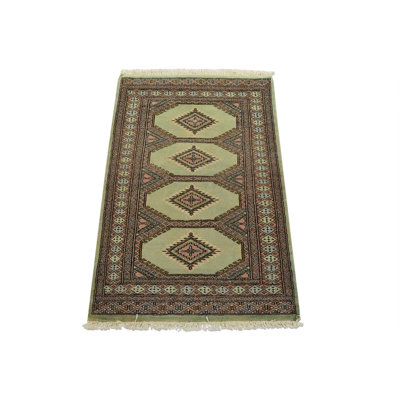Tapis tribal en laine noué à la main 2 pi 6 po x 3 pi Bokhara Jaldar