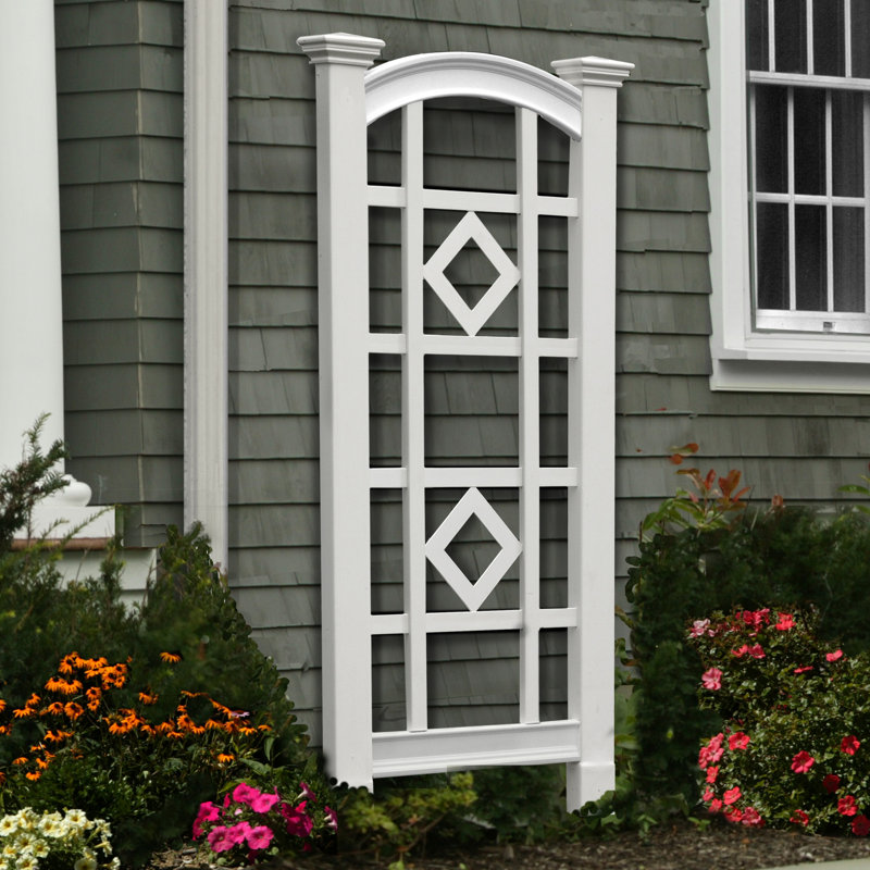 Milan White Vinyl Trellis with Diamond Lattice Design