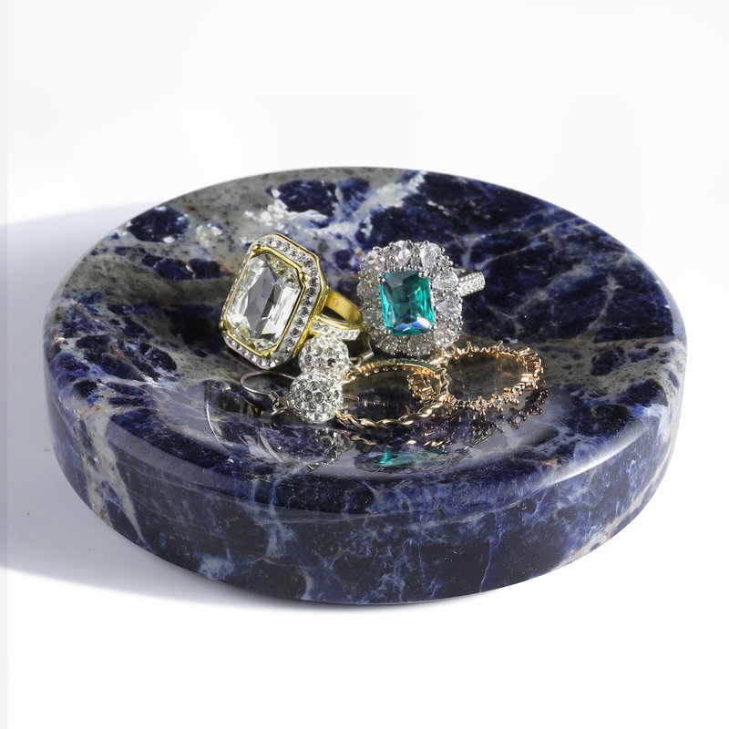 Guein 4in Natural Marble Tray,Calacatta Viola, Azul Namibia