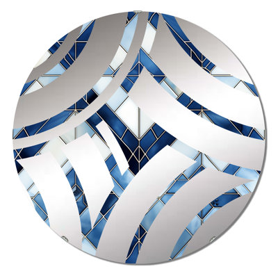 Miroir décoratif à motif géométrique rétro bleu et blanc