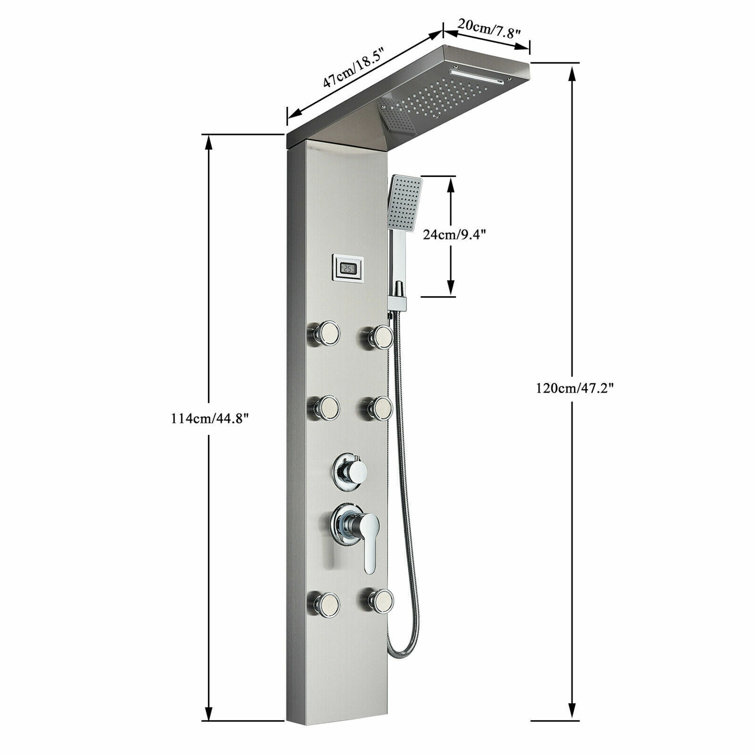 Augusts 44.48'' Shower Panel with Fixed Shower Head