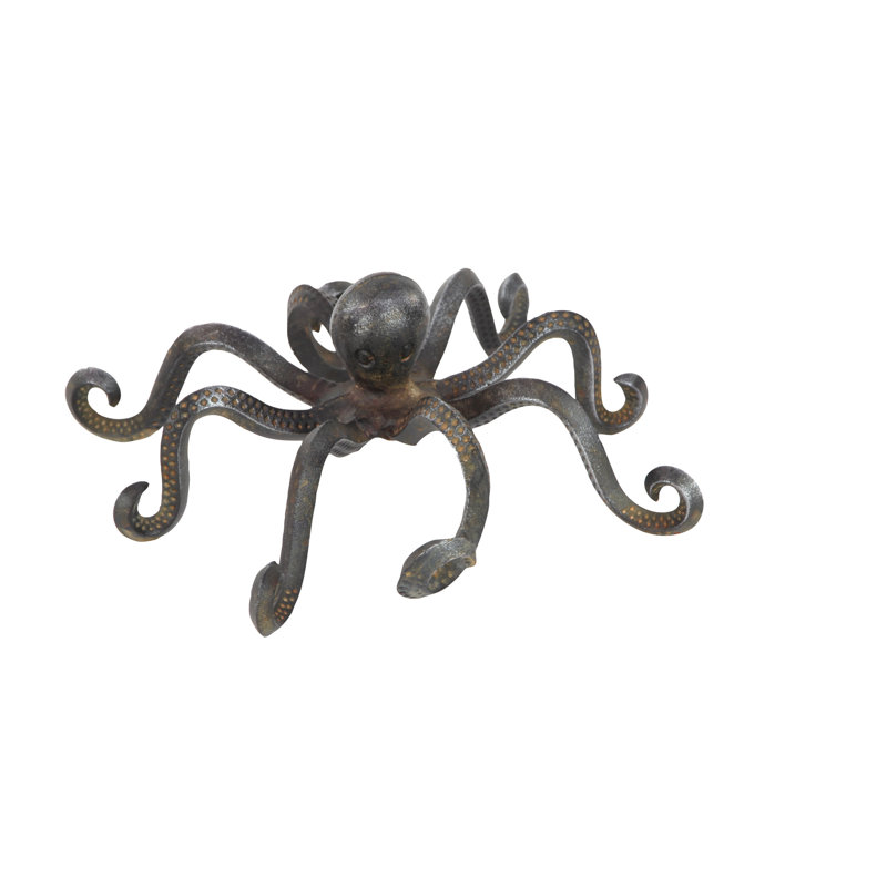 Cummins Metal Octopus Decorative Black Sculpture with Long Tentacles and Suctions Detailing