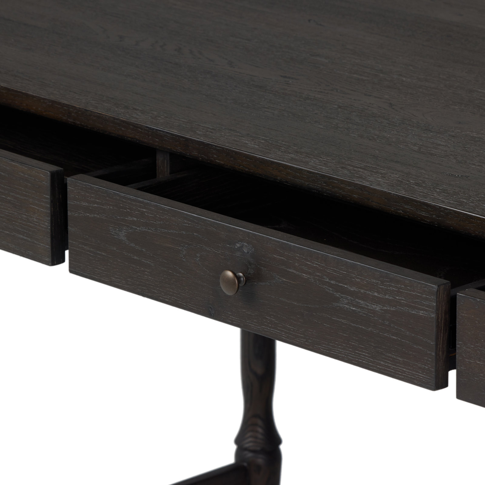 Bari Desk, Cracked Smoked Black Veneer
