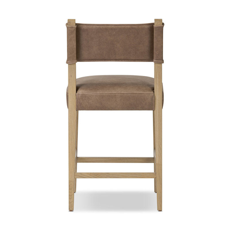 Ferris Stool, Palermo Cigar/Genuine Leather, Counter Stool (25.98" Seat Height), Light Oak