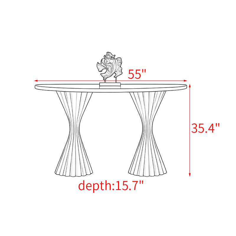 Modern simple solid wood console table, 35.4" H x 55" W x 15.7" D