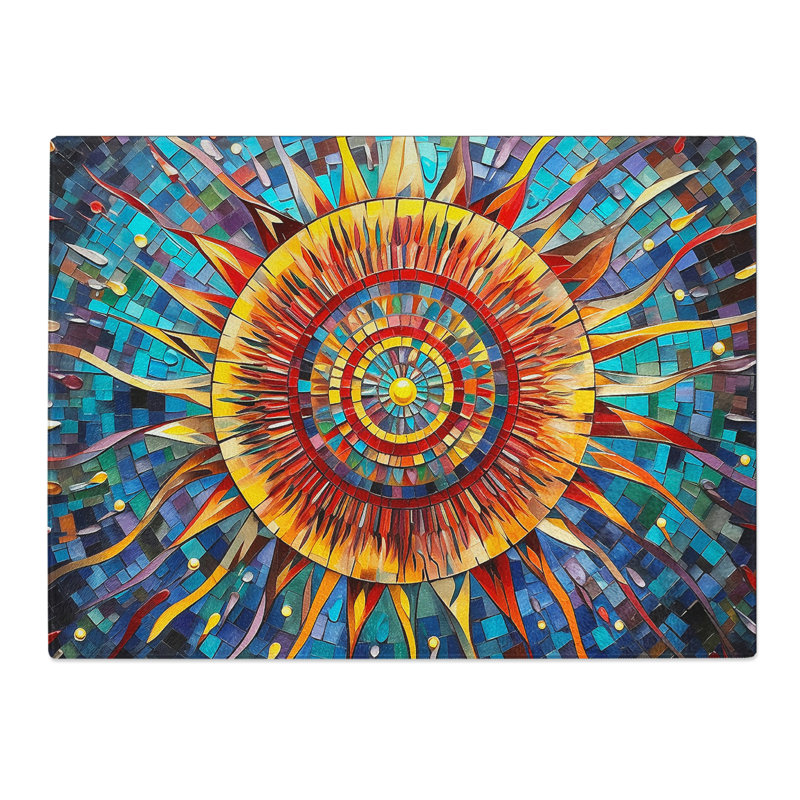 Mandala Sunset Orphism  Glass Chopping Board