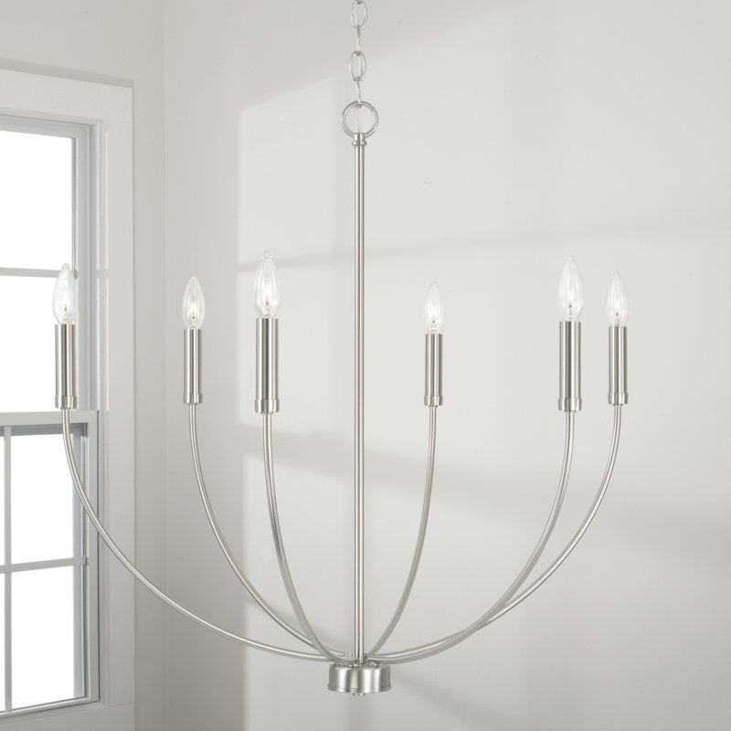 Ansley 9 - Light Dimmable Classic / Traditional Chandelier, Brushed Nickel, 6 Lights