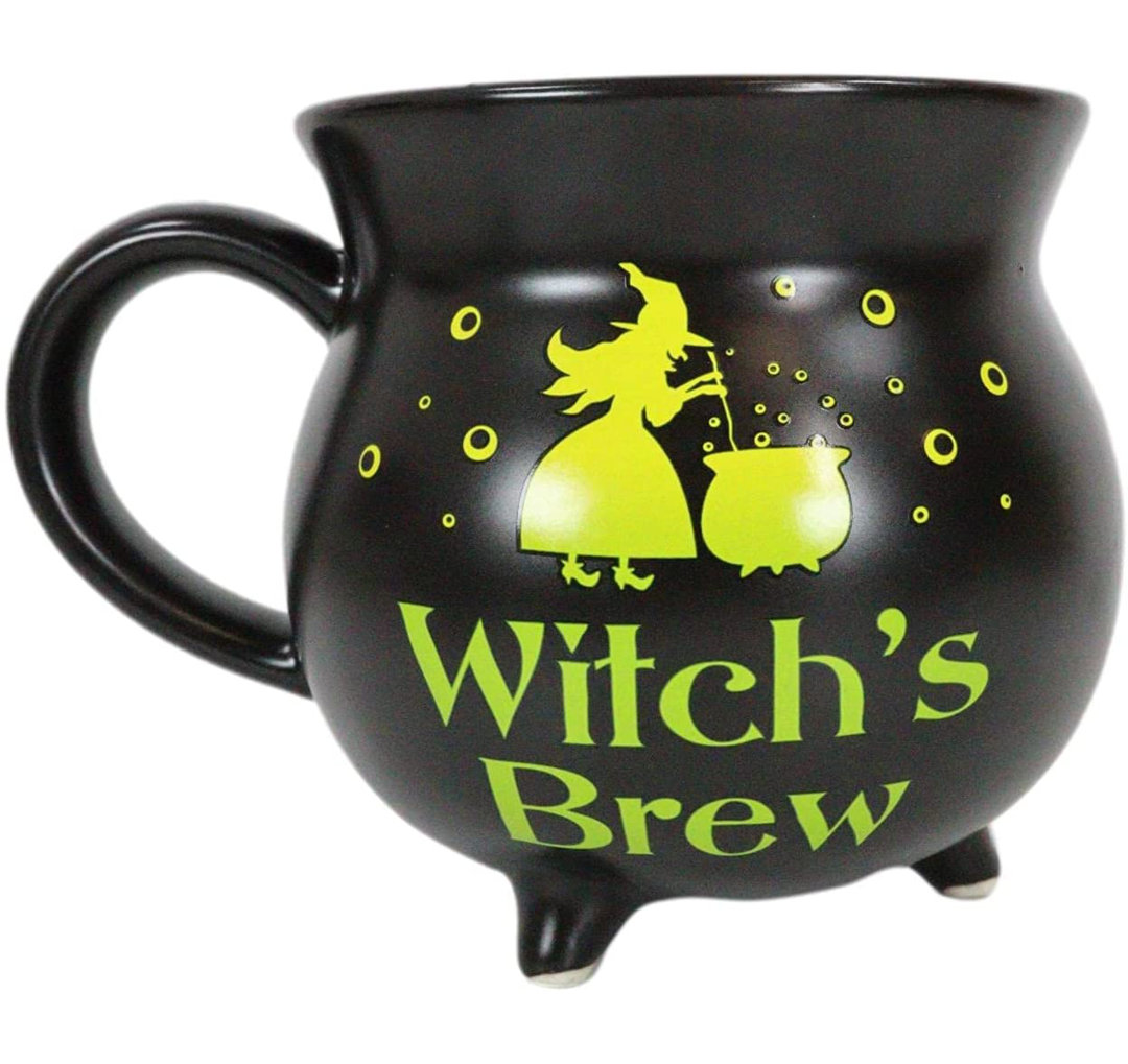 Ebros Wicca Witch''s Brew Alchemy And Magic Potion Reduction Fired Porcelain Cauldron Shaped Bowl Or Large Mug 32Oz With Handle Hot Cocoa Coffee Tea Cereal Soup Mugs Bowls Occult Witchcraft East Urban Home