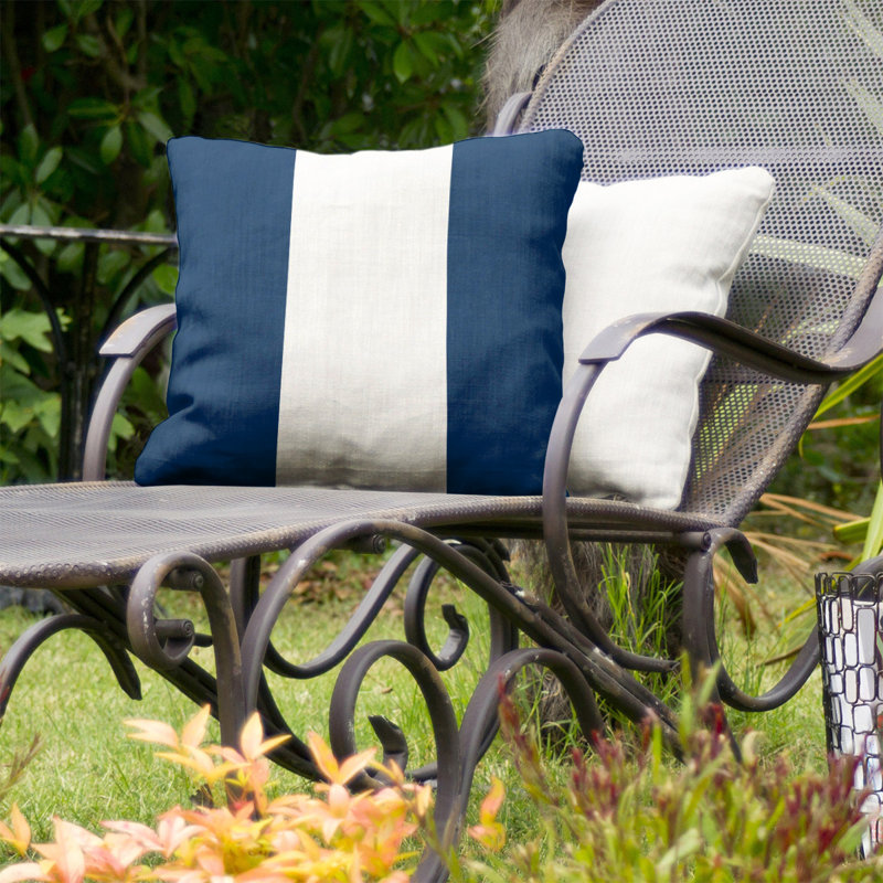 Coussin décoratif d'intérieur/d'extérieur, 16 po x 16 po, Bleu / blanc