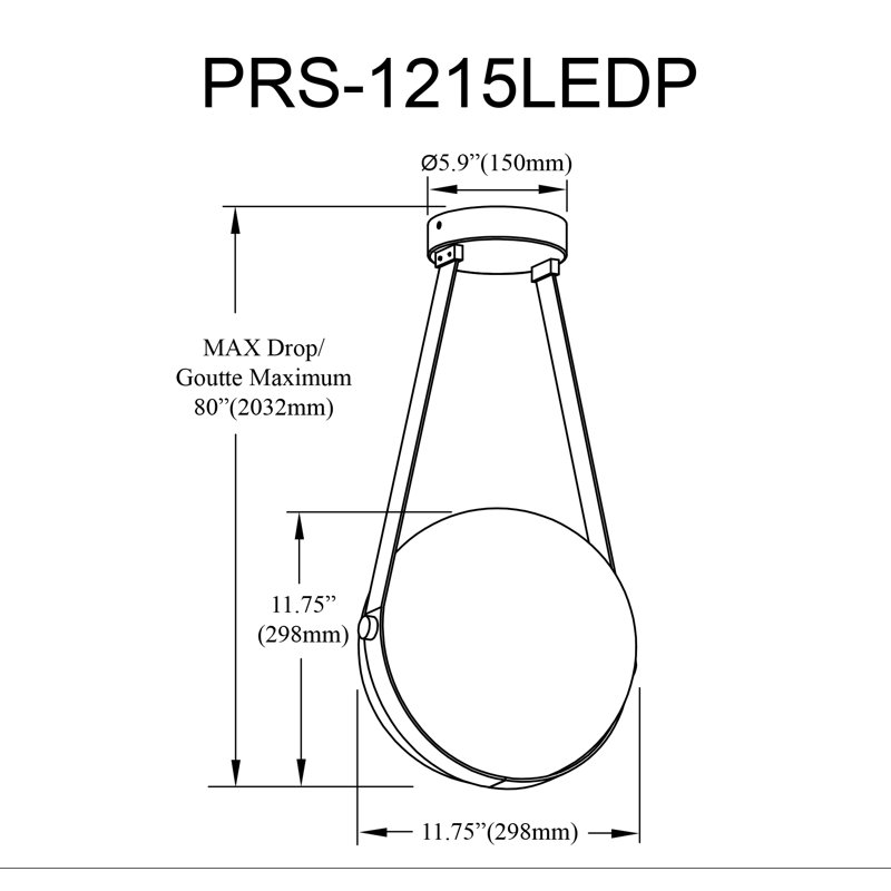 Luminaire suspendu Persis - 12 W - Verre opale blanc, Noir mat