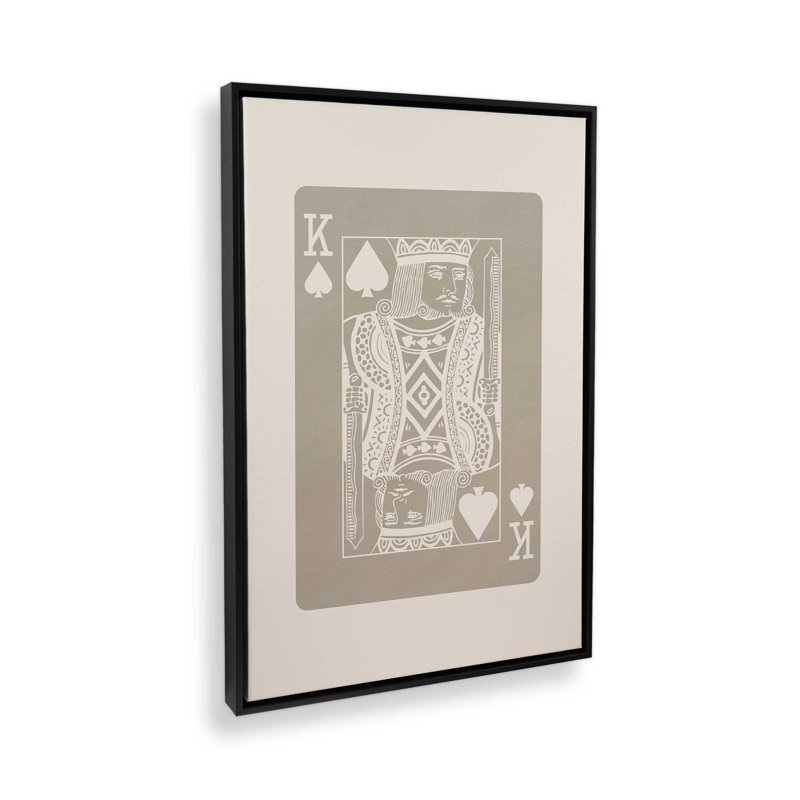 «Beige Queen Card», reproduction sur toile dans un cadre, H 30,75 po x l 20,75 po, Noir satiné