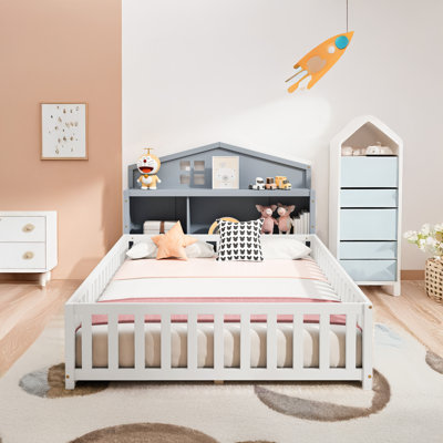 Headboard Storage Cabinet For Full-Size Montessori Floor Bed(Only Headboard)