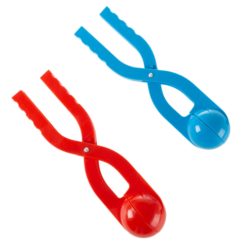 Set of 2 Snowball Maker Tools - Winter Outdoor Toy with Handle for Shaping Snowballs - Fun Snow Toys for Kids and Adults by Hey Play (Red and Blue)