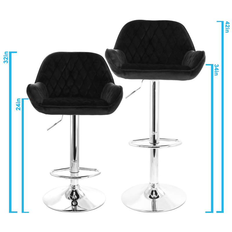 Swivel Upholstered Adjustable Height Counter Stool, Black