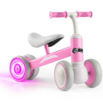 Vélo de balançoire coloré pour enfant de 1 an à DEL coloré - vélo d'équilibre pour tout-petits de 10 à 36 mois sans pédales, roues fermées et siège souple - jouets à monter pour les tout-petits 1 à 3 par Lil 'Rider (rose)