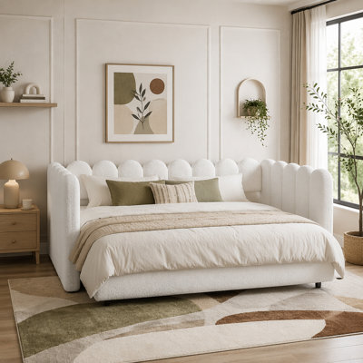 Queen Size Upholstered Daybed, White