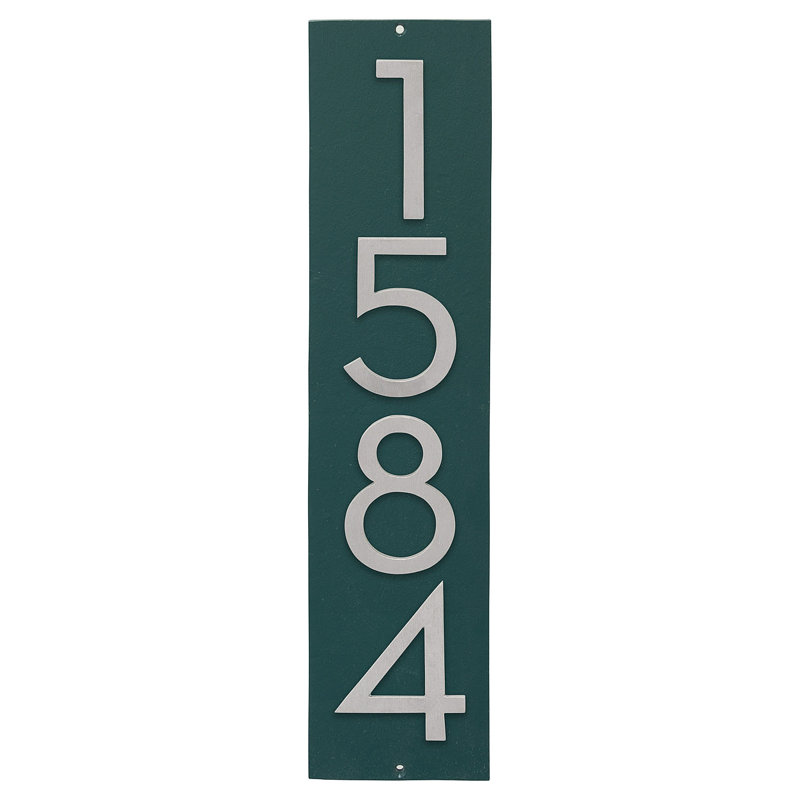 Plaque murale rectangulaire verticale flottante 6 po, Vert chasseur / aluminium brossé, Oui