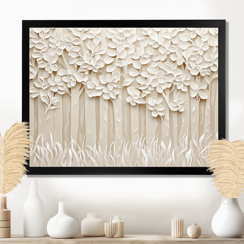Forêt beige, paysage de forêt I, Reproduction encadrée d'une seule photo sans pass, H 34 po x l 44 po, Noir