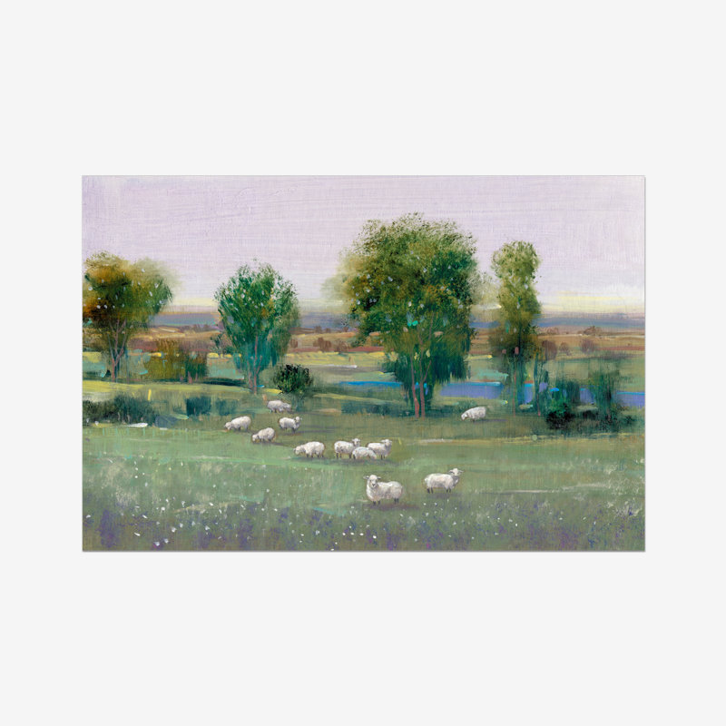 Field Of Sheep I by Timothy O' Toole - Painting, 51cm H x 76cm W, Wrapped Canvas