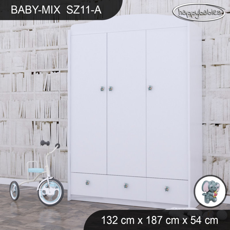 Baby 3 Door Wardrobe, White