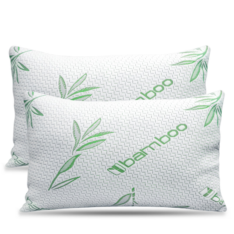 King Size White Bamboo Cooling Memory Foam Pillows Set