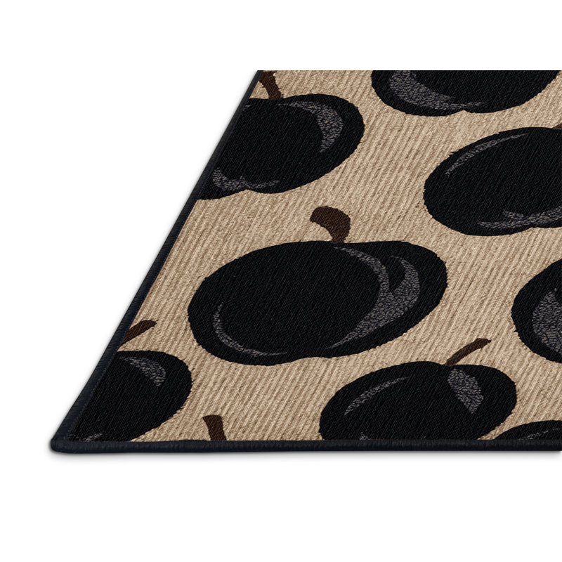  Tapis lavable fruits noirs prune, Rectangulaire 8 pi x 12 pi