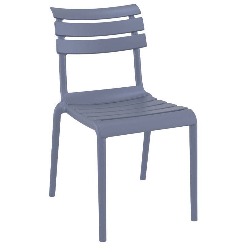 Aragons Stacking Patio Dining Side Chair, Dark Grey