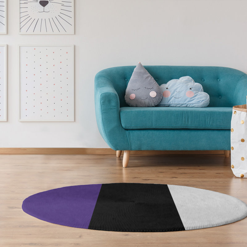 Tapis mauve/noir, Rond 5 pi