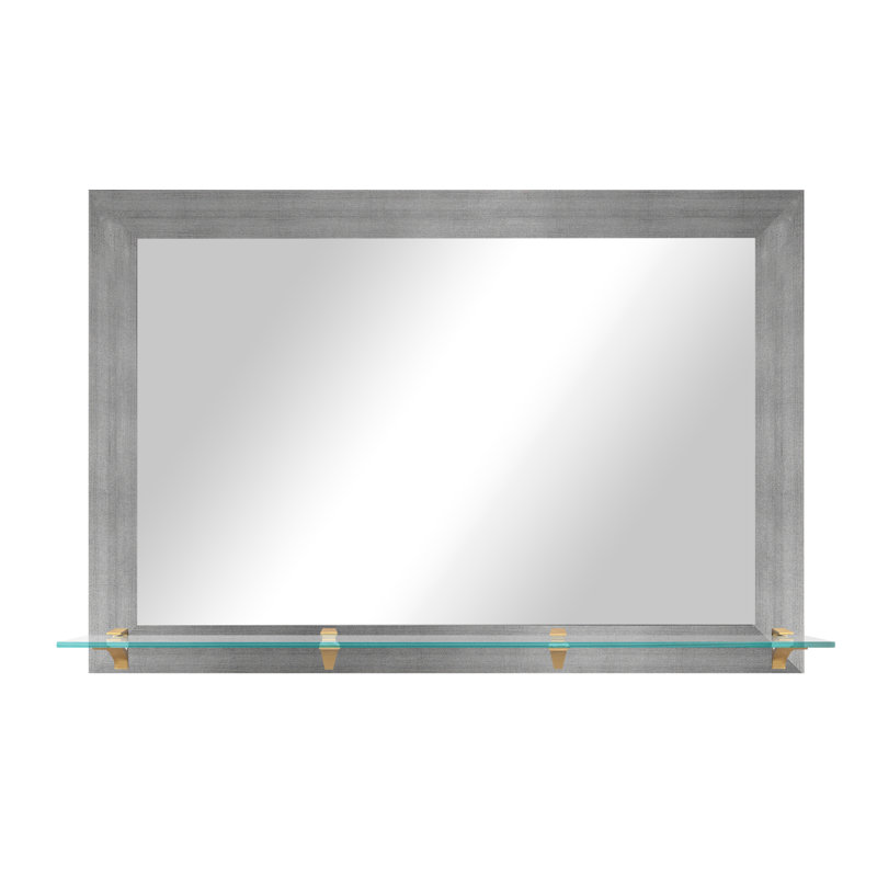Matsuichi Mirror with Shelves, 32.5" x 36", Matte Gold/Gold