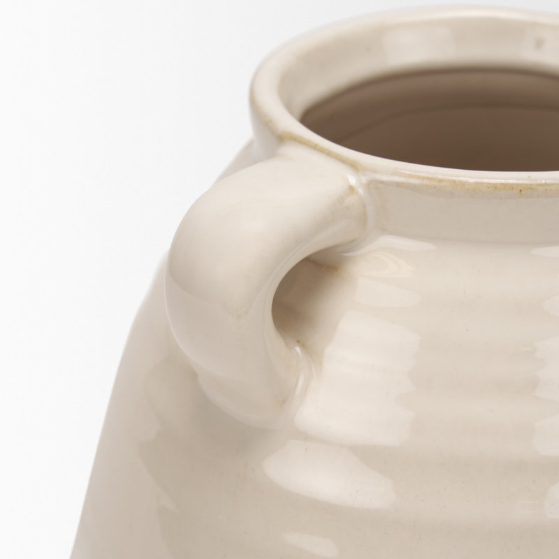 Grand vase en céramique Durtche, Crème, H 10,63 po x l 7,87 po x P 7,87 po