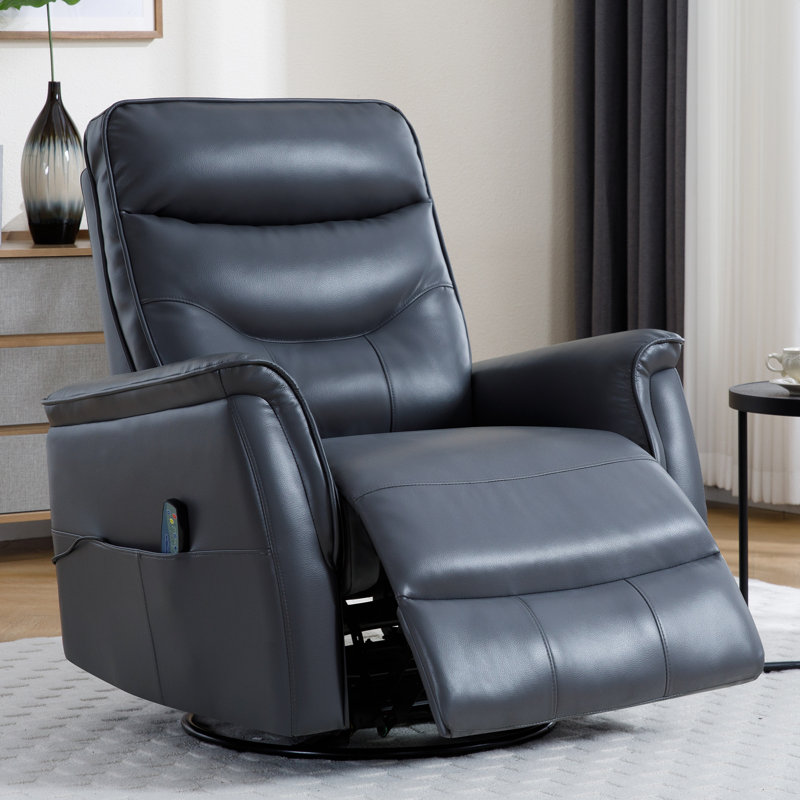 Fauteuil inclinable en similicuir Aamia, Bleu