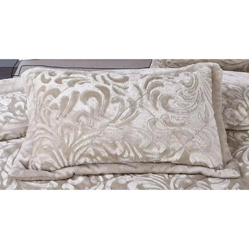 Bedspread with Pillow Shams Included, Double Bedspread + 2 Standard Shams, Beige