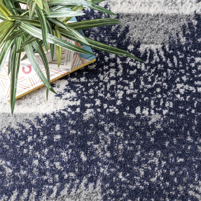 Thomas Paul Starfish and Striped Gray Rug, Round 4'