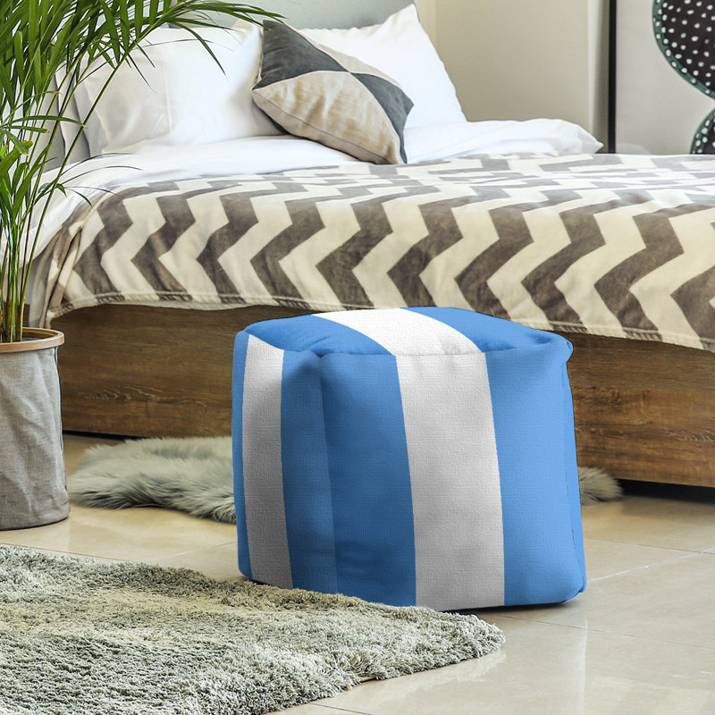 Repose-pieds cubique Tennessee, H 13 po x l 13 po x P 13 po, Bleu / blanc