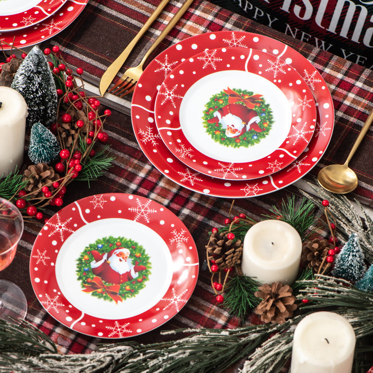 MALACASA SantaClaus Porcelain China Dinnerware Set - Service for