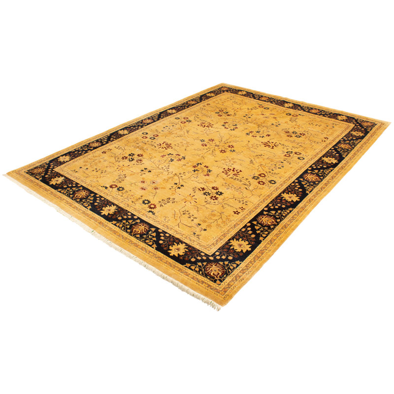 Tapis unique en laine noué à la main kaki clair Nouvel âge 10 pi x 14 pi Yaak