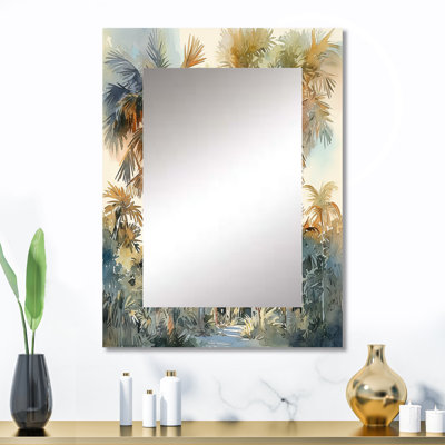 Green Palm Tree Paradise III - miroir décoratif Palms, miroir mural traditionnel, impression d'art en métal