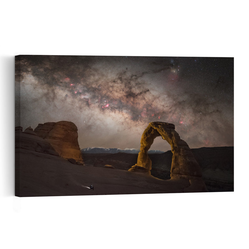 Milky Way Over Delicate Arch Delicate Abstract Contemporary Landscape Nature Wall Art Print 1 Piece Wrapped Canvas Wall Art