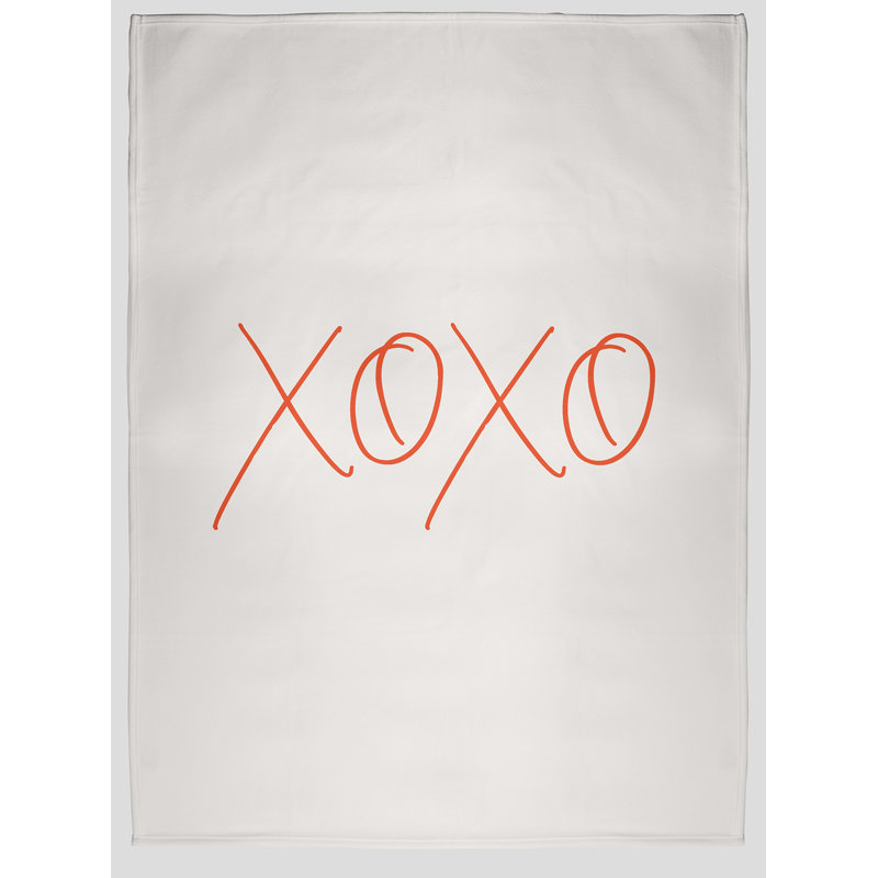 Jeté moderne Xoxo pour la Saint-Valentin, L 50 po x L 60 po, Orange vif