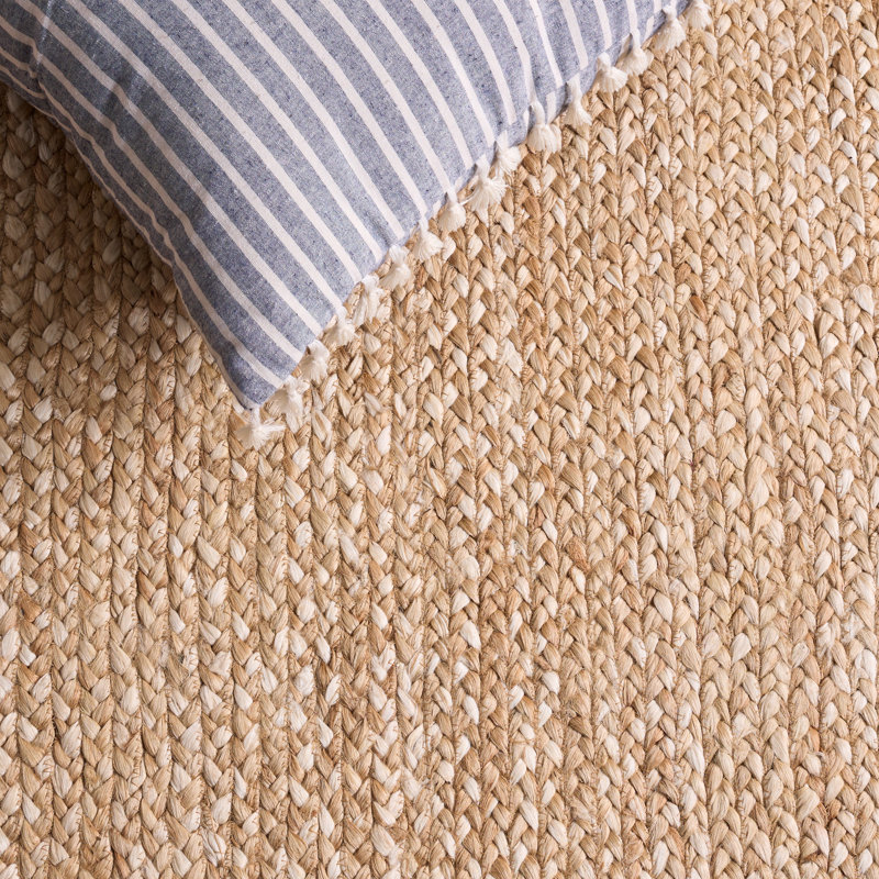 Tapis de couleur unie en fibres de naturelles de jute et de coton tissées à la main avec envers en latex Marie