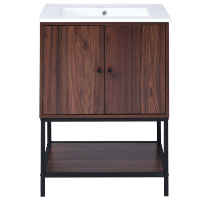 Armoire de salle de bain avec 2 portes à fermeture douce et tablette ouverte
