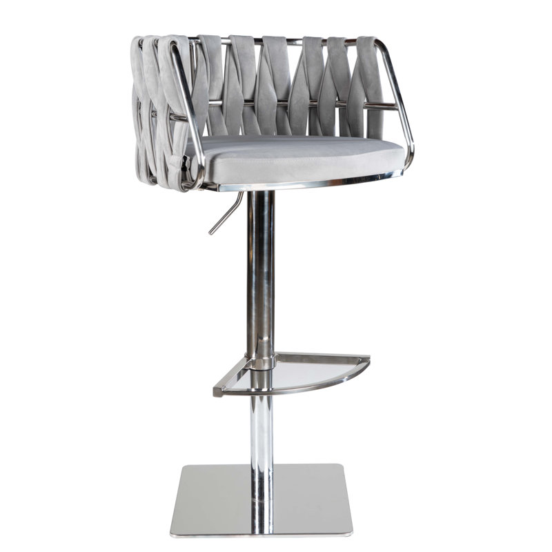 Piedmonte Swivel Adjustable Height Bar Stool, Gray, Silver