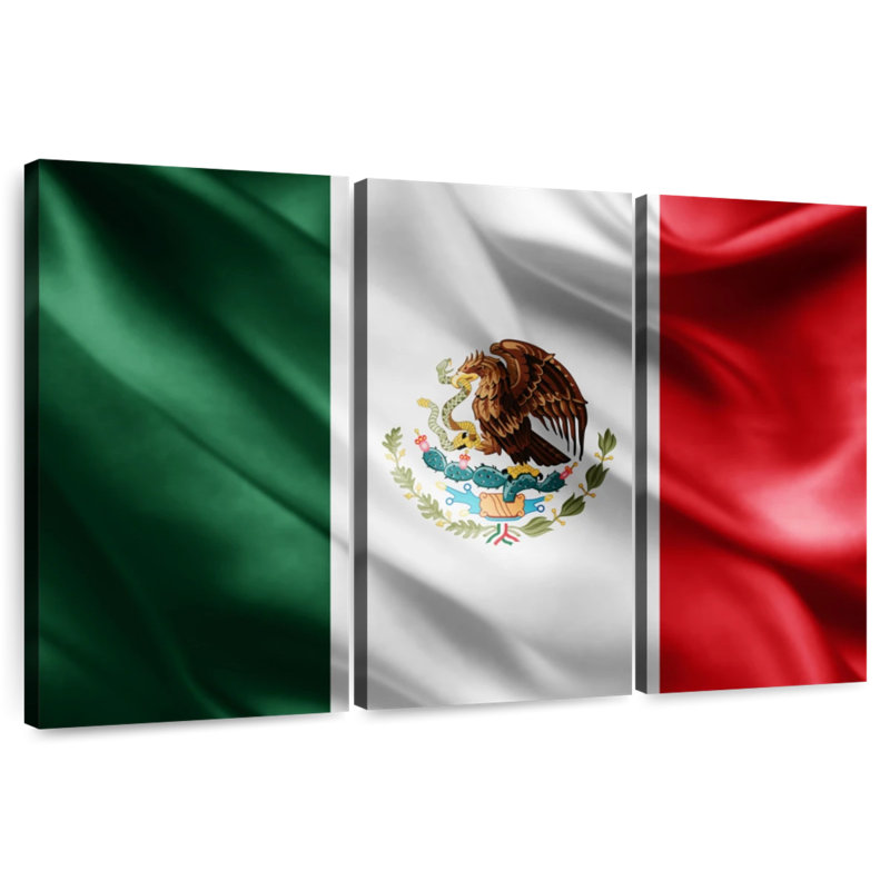 Borges Silk Mexican Flag, 36" H x 57" W